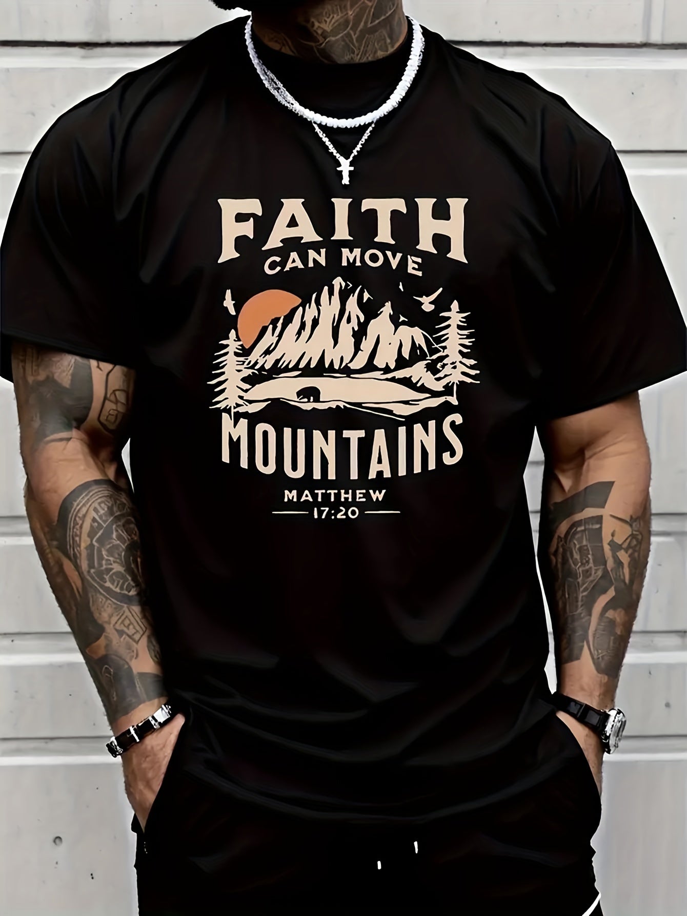 "Faith Can Move Mountains" Short Sleeved T-shirt