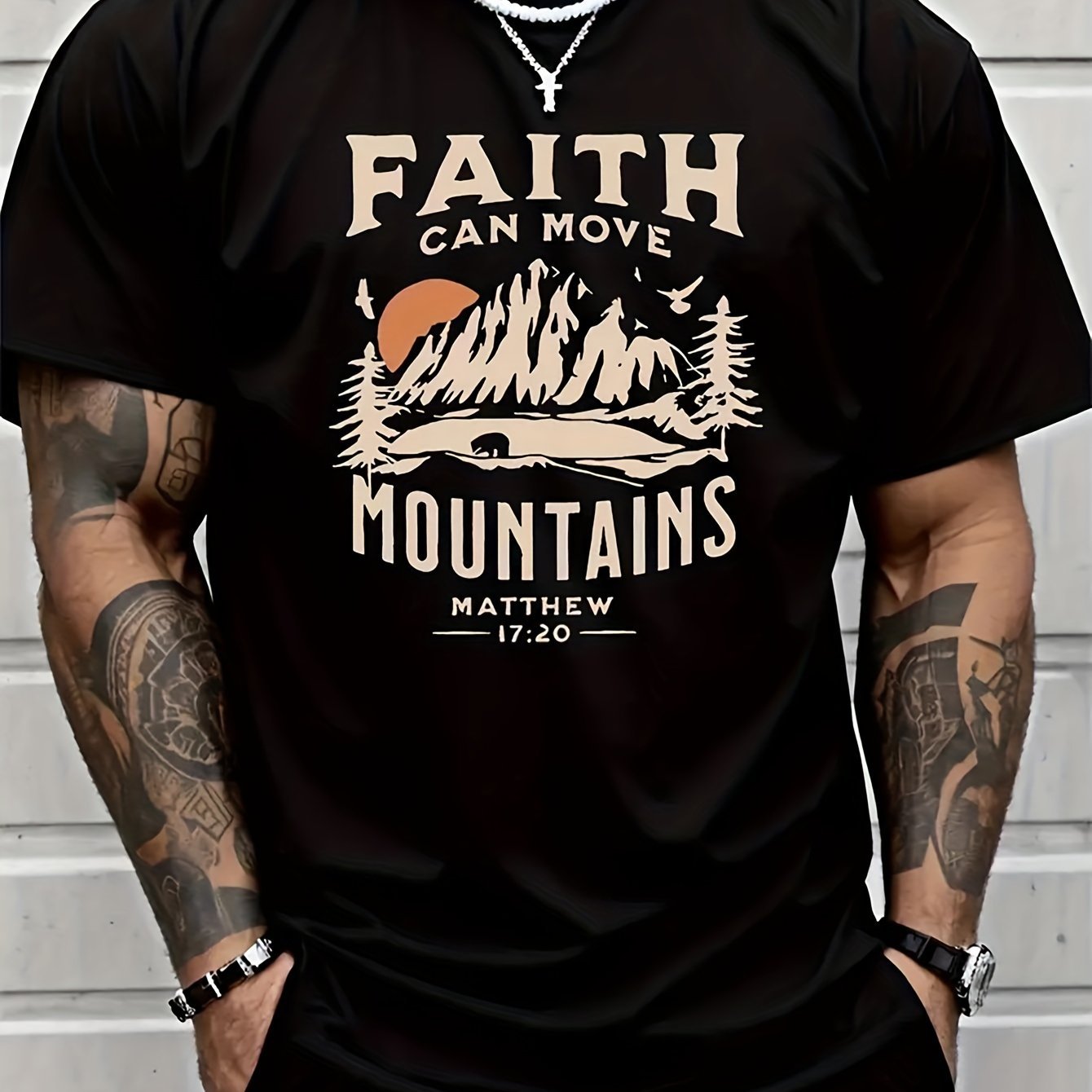 "Faith Can Move Mountains" Short Sleeved T-shirt