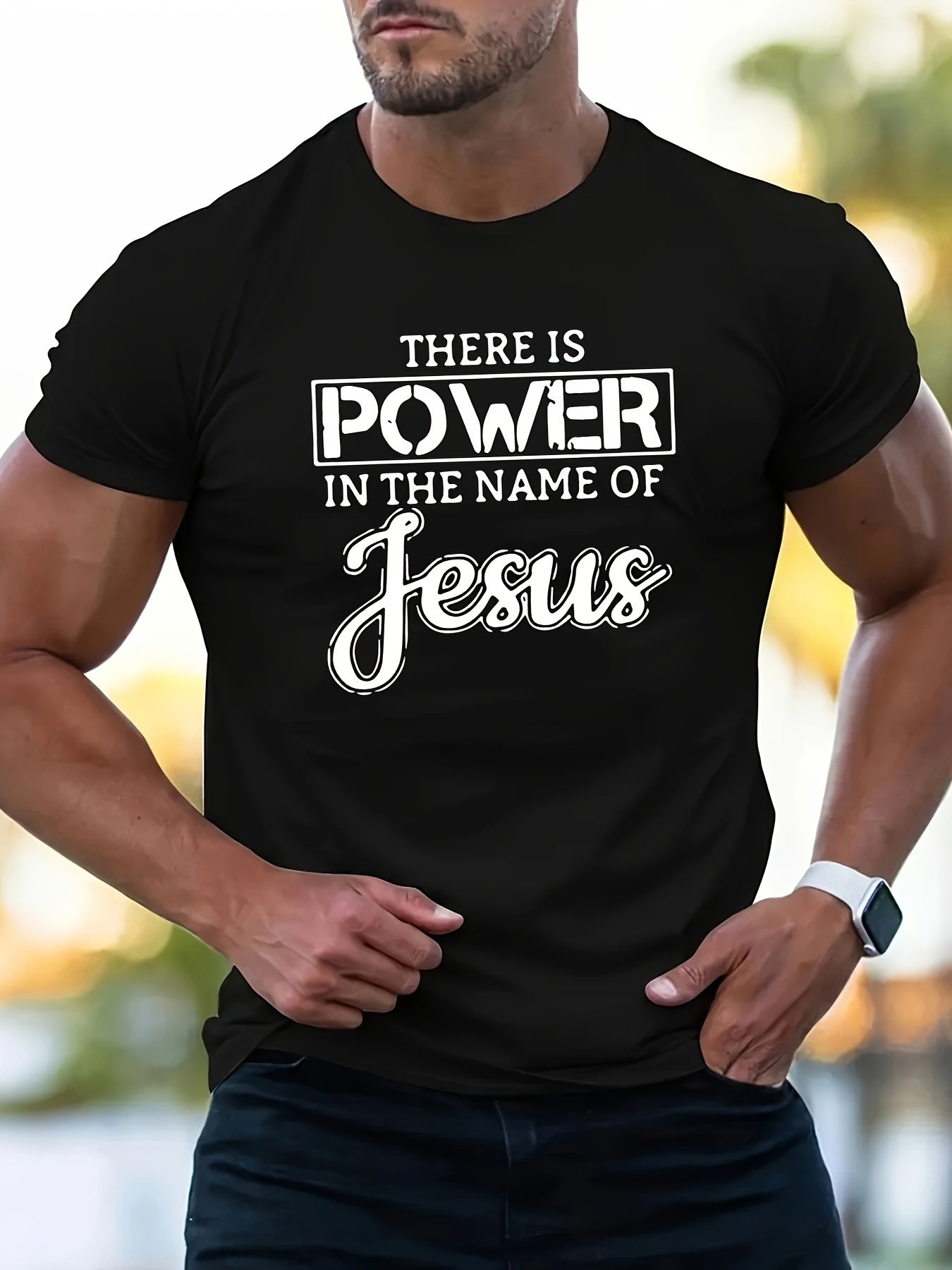 "There Is Power In The Name Of Jesus" Short Sleeved T-shirt